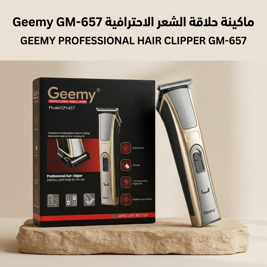 ماكينة حلاقة الشعر وتشذيب اللحية الاحترافية Geemy GM-657 القابلة لإعادة الشحن